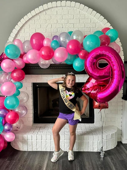 6 Balloon Numbers Birthday Decorations, 40In Hot Pink Balloons - Image 4