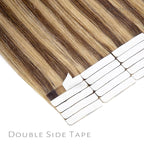Lacer Invisible Tape in Hair Extensions Human Hair Dark Brown to Golden Brown Seamless Natural Tape in Human Hair Extensions PU Skin Weft 50g 20pcs/set 22 Inch