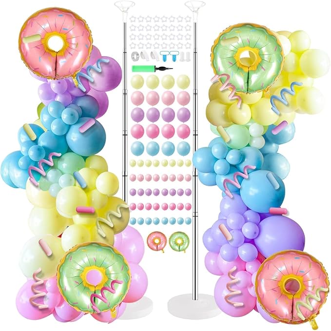 2 Sets Christmas Candy Doughnut Balloon Column Stand Kits Adjustable Macaron by Unknown