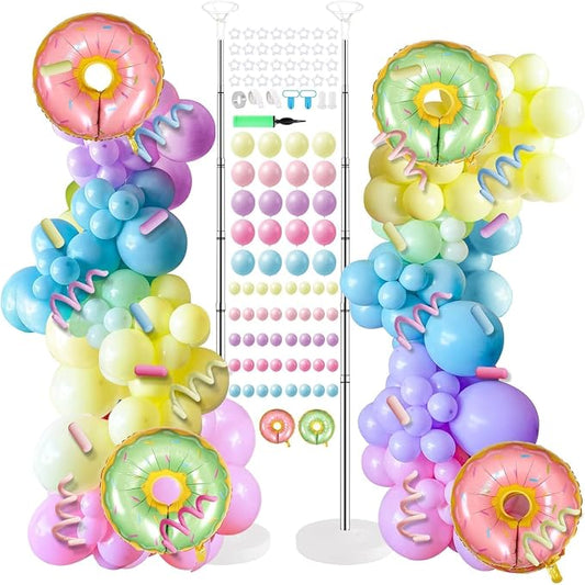 2 Sets Christmas Candy Doughnut Balloon Column Stand Kits Adjustable Macaron by Unknown