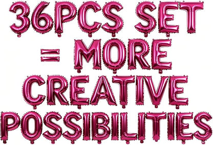 36 Pcs Hot Pink Letter Balloons, Custom A-Z Set by GOGAKIE