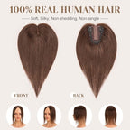 S-noilite Hair Toppers for Women Real Human Hair 3D 360° Cover Clip in 100% Real Human Hair Toppers 3″*4″ Clip in Silk Base 12 inch Chestnut Brown