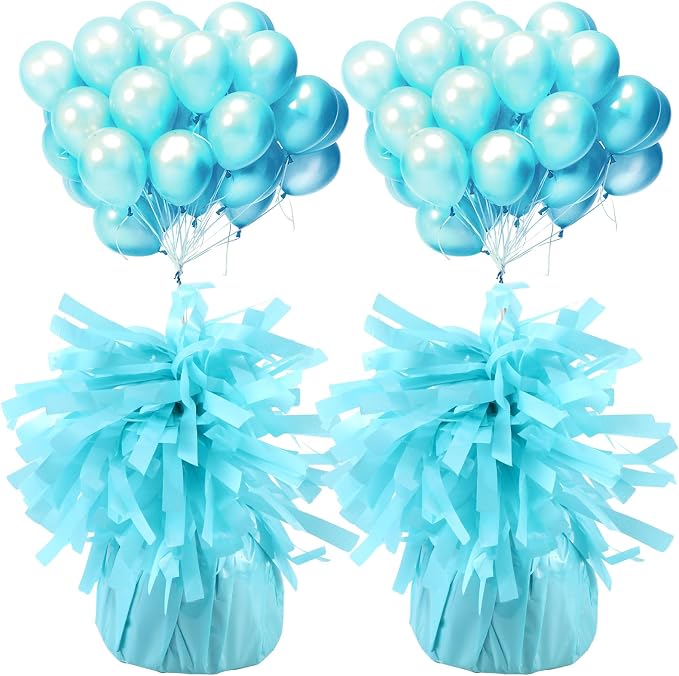 2 Pcs Balloon Weights Cerulean blue Metallic Anchor Balloon Holder by Unknown