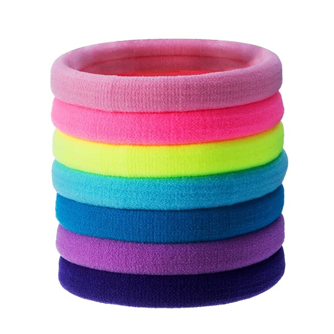 EBOOT 20 Pieces Large Stretchy Hair Ties Elastic Braids Bands Ponytail Holders Headband for Thick Heavy and Curly Hair School Home(5 cm in Diameter, 1 cm in Width,Multicolor)