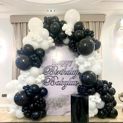White Black Balloon Garland Arch Kit, 120 Pack Matte Latex Black White Balloons - Image 7