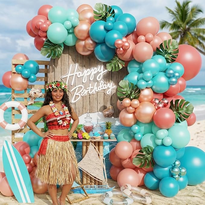 Hawaiian Tropical Balloon Garland Arch Kit, Coral Beach Birthday Decorations | - Image 7