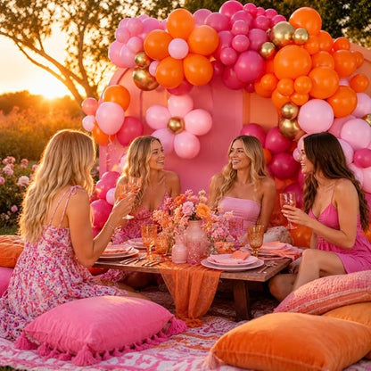 Pink Orange Balloon Garland, Daisy Balloon Arch - Image 4