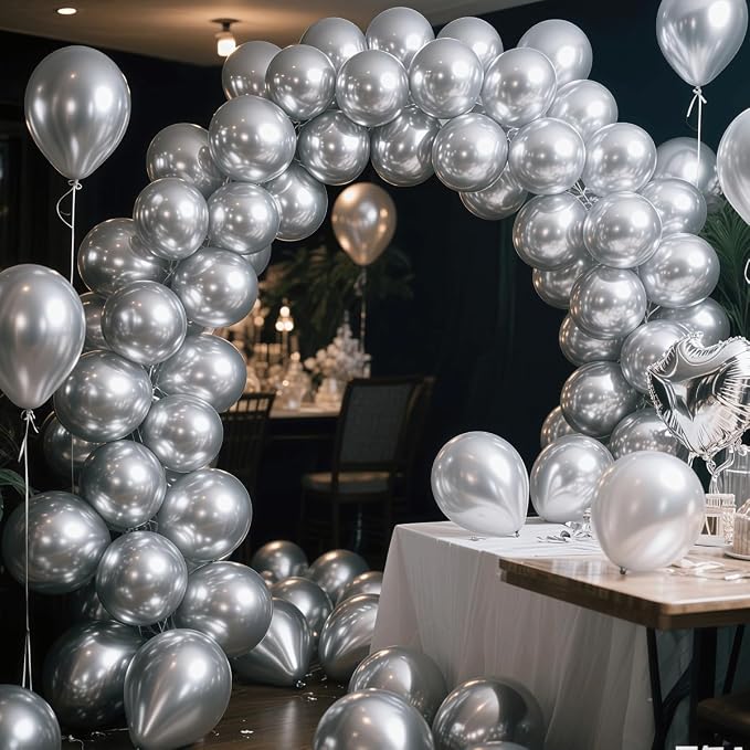 300 Pcs Metallic Silver Balloons 12 Inch Silver Chrome Balloon - Image 4