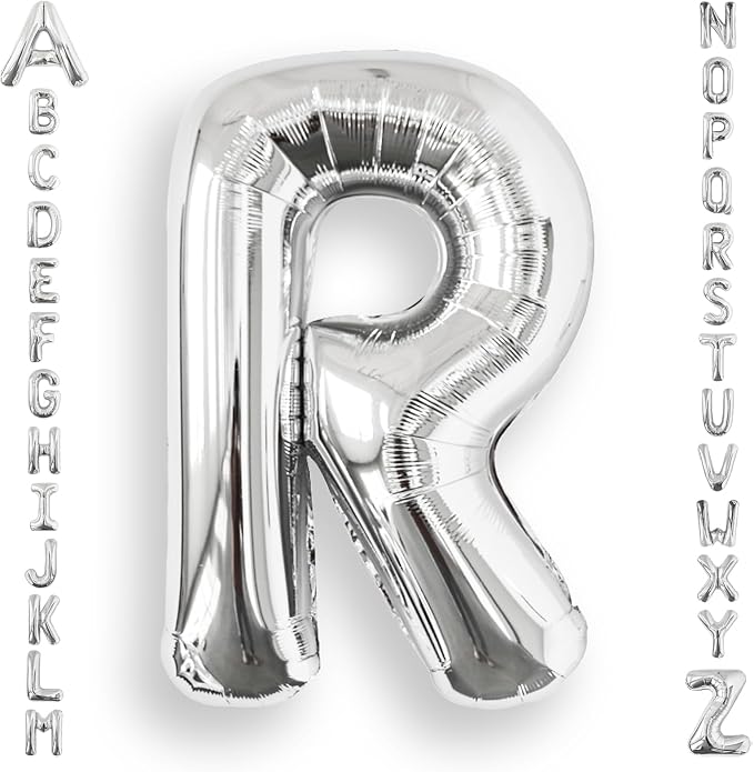 AULE 40 Inch Silver R Balloon Letter Foil A-Z Birthday Big Alphabet | Birthday by AULE