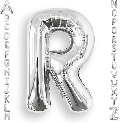 AULE 40 Inch Silver R Balloon Letter Foil A-Z Birthday Big Alphabet | Birthday by AULE