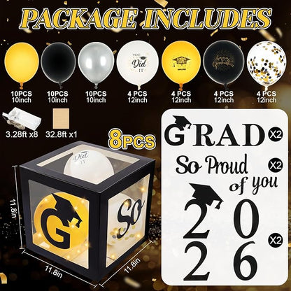 62 Pcs 2026 Graduation Party Decoration, Grad Balloons and LED Light Strings - Image 2