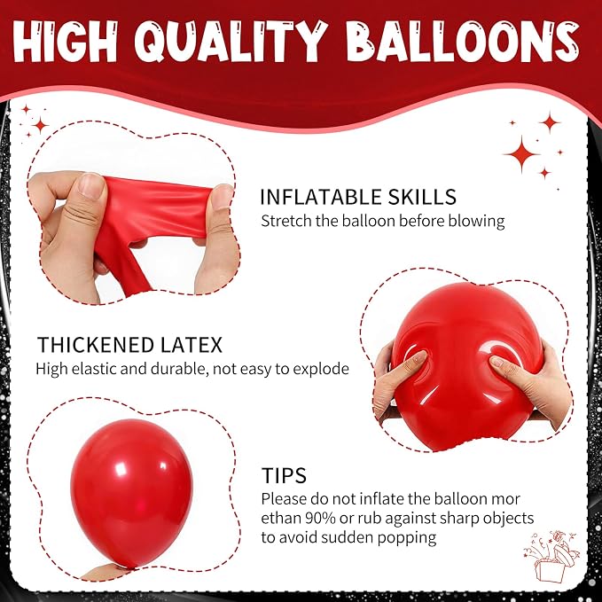 154 PCS of Red Balloons in Different Sizes - Image 4