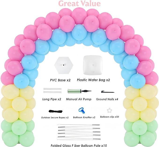 Balloon Arch Kit, 10FT Wide 9FT High Adjustable Balloon Arch Stand - Image 2