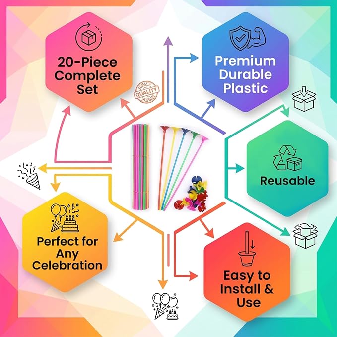 Chedin 20 Pcs Balloon Sticks - Image 3