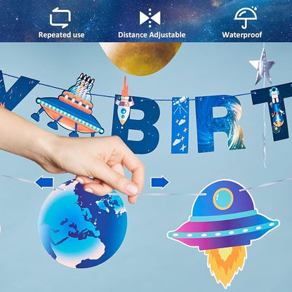 Pre-strung Space Themed Party Decorations, Space Birthday Decorations, Solar - Image 3