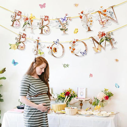 Flower Butterfly Baby in Bloom Banner, Wildflower Butterflies Baby Shower Sign - Image 3