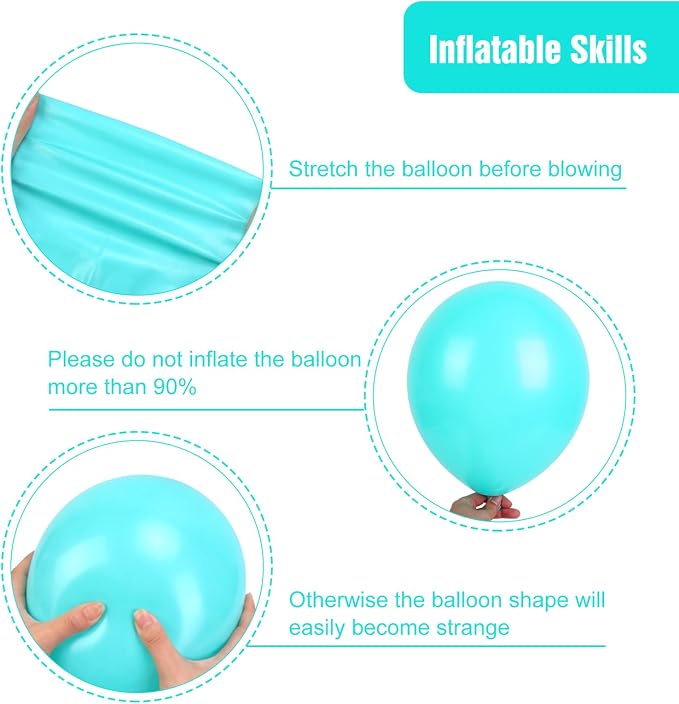 RUBFAC Blue Balloons Different Sizes Turquoise Teal Balloon Arch 154pcs | - Image 4