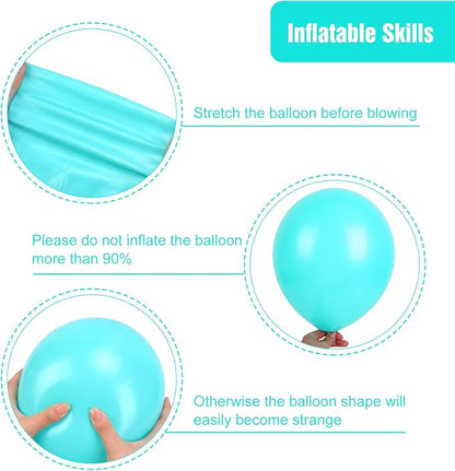 RUBFAC Blue Balloons Different Sizes Turquoise Teal Balloon Arch 154pcs | - Image 4