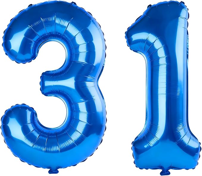 40 Inch Number 31 Balloons for 31st Birthday Party Decorations, 0-100 Dark Blue by FOBELEC