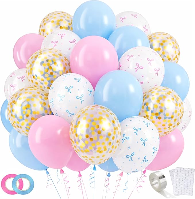 Pink and Blue Balloons 80 Pack 12 Inch Gender Reveal Balloons Arch Kit by KEPATO