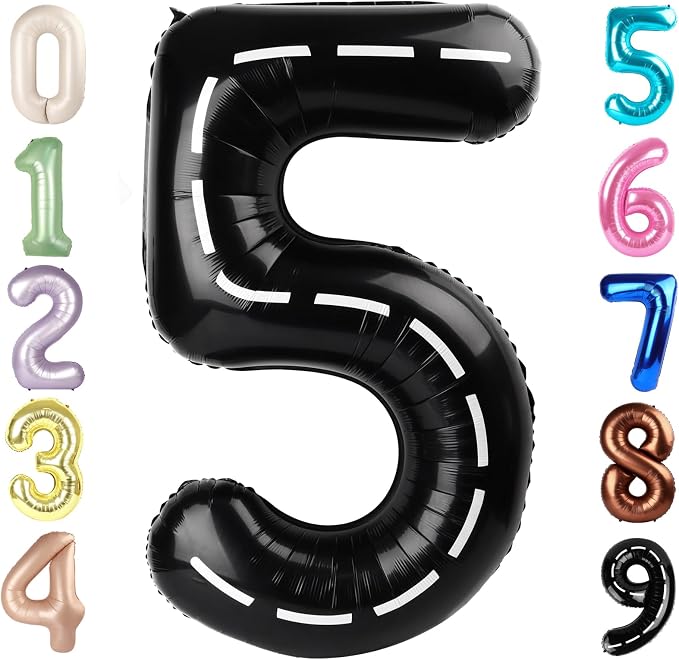 Number 5 Balloons 40 Inch for 5 15 Birthday Party Decorations, Line Black | by Mluchee