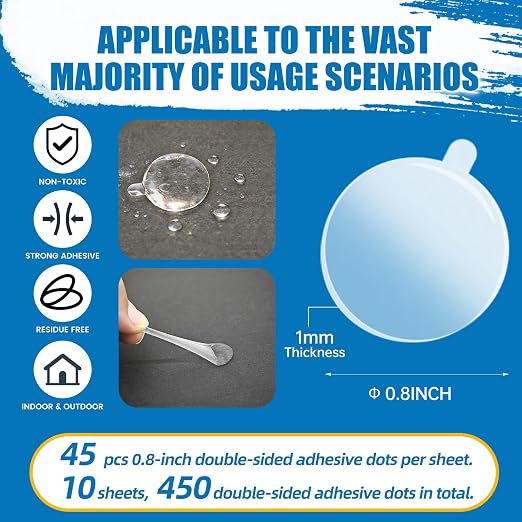 450Pcs Double Sided Adhesive Dots, 0.8" Clear No Trace Sticky Tac, Waterproof - Image 2