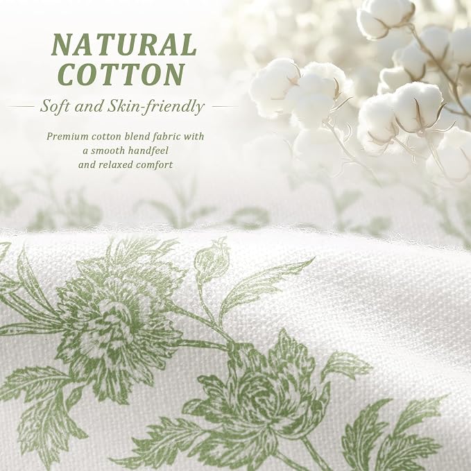 Sage Green Boho Floral 100% Blackout Curtains 84 Inch 2 Panels | Farmhouse - Image 4