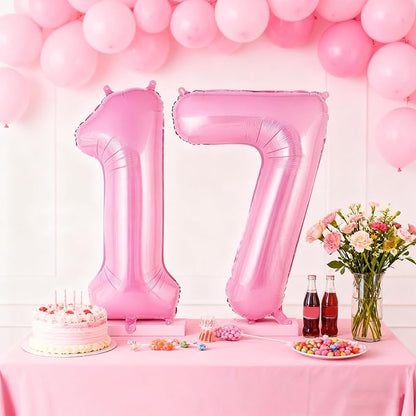 Pink Number 17 Balloons, Big Large Foil Number Balloons, Jumbo Giant Mylar - Image 4