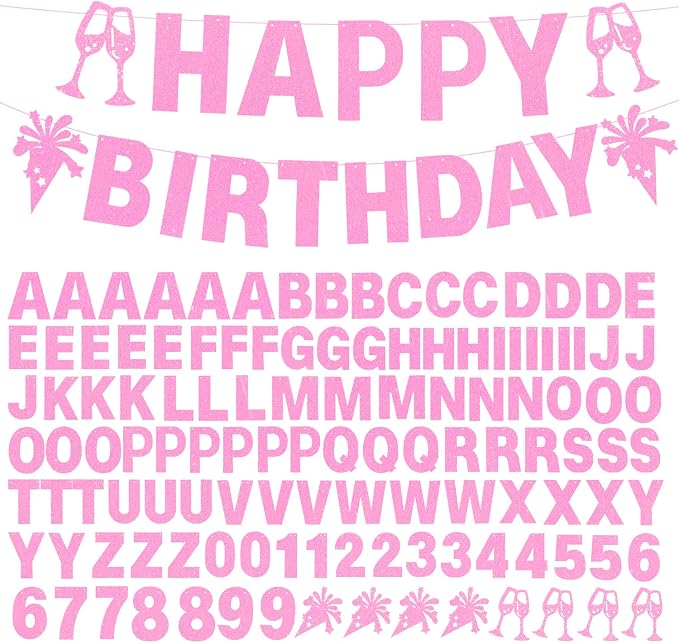129Pcs DIY Custom Letter Banner Glitter Customizable Banner Kit 0-9 Numbers DIY by MFLUEEWR