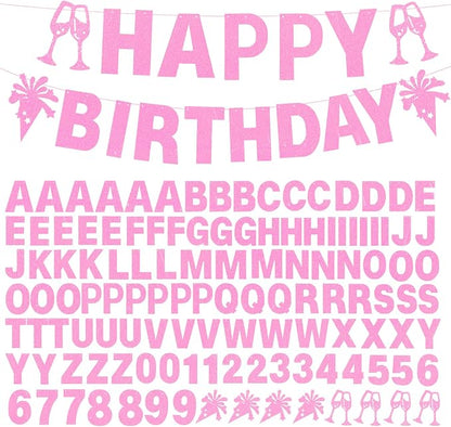 129Pcs DIY Custom Letter Banner Glitter Customizable Banner Kit 0-9 Numbers DIY by MFLUEEWR