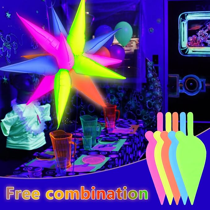 Glow in the Dark UV Reactive Neon Star Balloons Party Decorations | 5 UV - Image 6