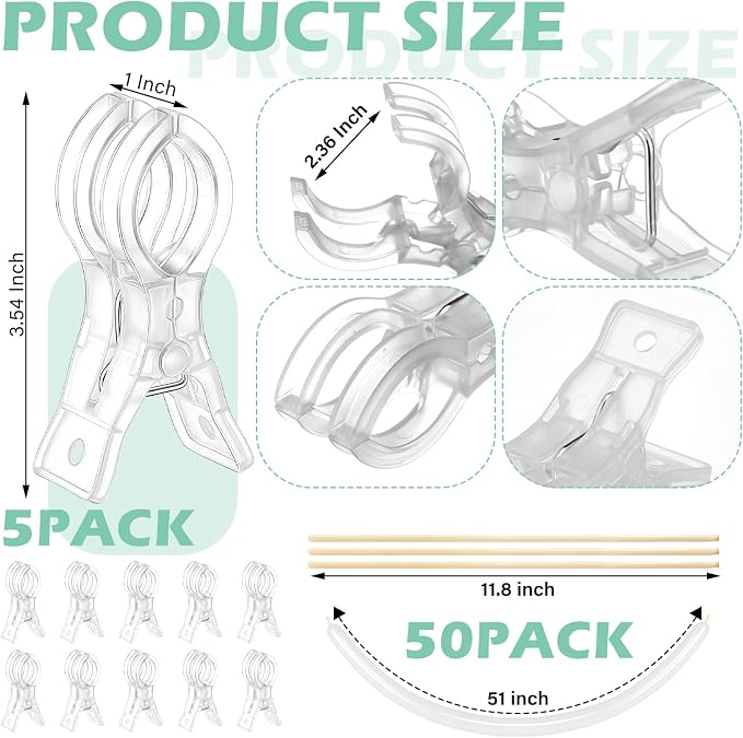 5 Pack Large Balloon Arch Clips Plastic Transparent Backdrop Spring Clamps 3.5 - Image 2