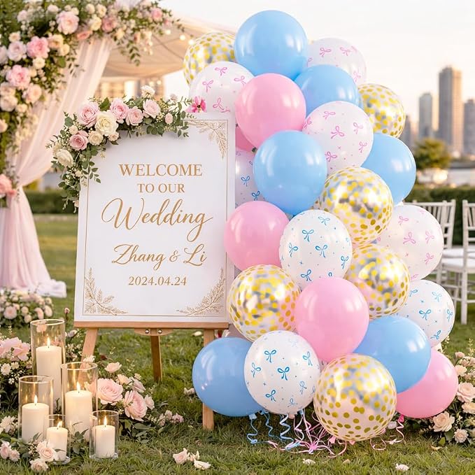Pink and Blue Balloons 80 Pack 12 Inch Gender Reveal Balloons Arch Kit - Image 5