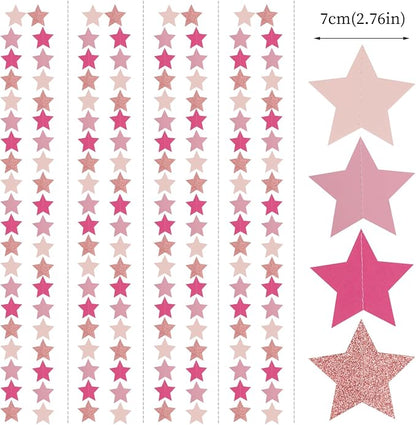 Hot-Pink Rose-Gold Party Decorations Garland - 62ft Twinkle Little Star Hanging - Image 2