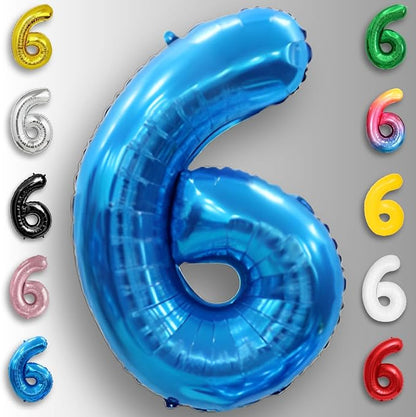 Blue Number Balloon 6 Mylar Foil Balloons 16 inch - Image 6