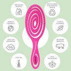 Ninabella Spiral Hairbrush - Detangle Hair Brush - For Brushing Wet or Blow Dry Hair - Detangler Vent Brush - Neon Pink