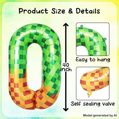 40 Inch Pixelated Number 0 Foil Balloon - Image 2