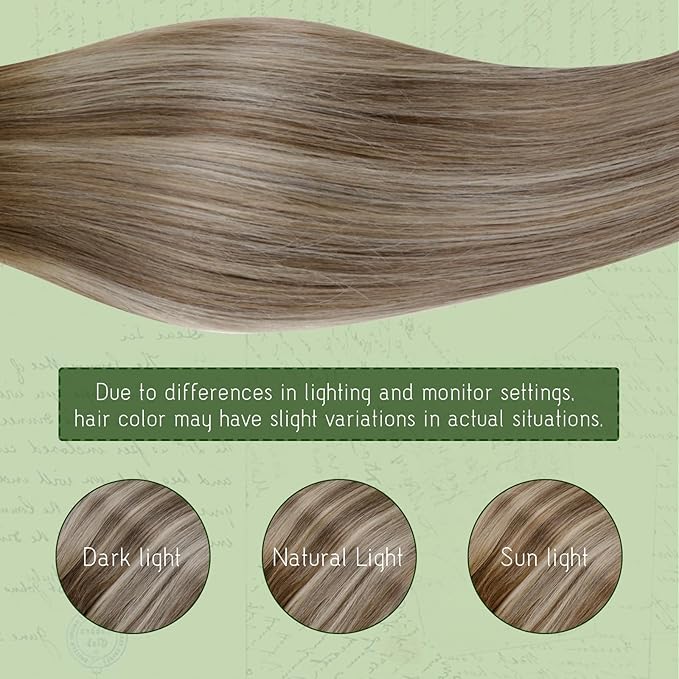 RUNATURE Clip in Hair Extensions Real Human Hair, Balayage Hair Extensions Clip Ins, Remy Human Hair Clip in Extensions, Tangle Free Hair, 16 Inch 120g 7pcs #3/8/22 Walnut Brown to Light Blonde