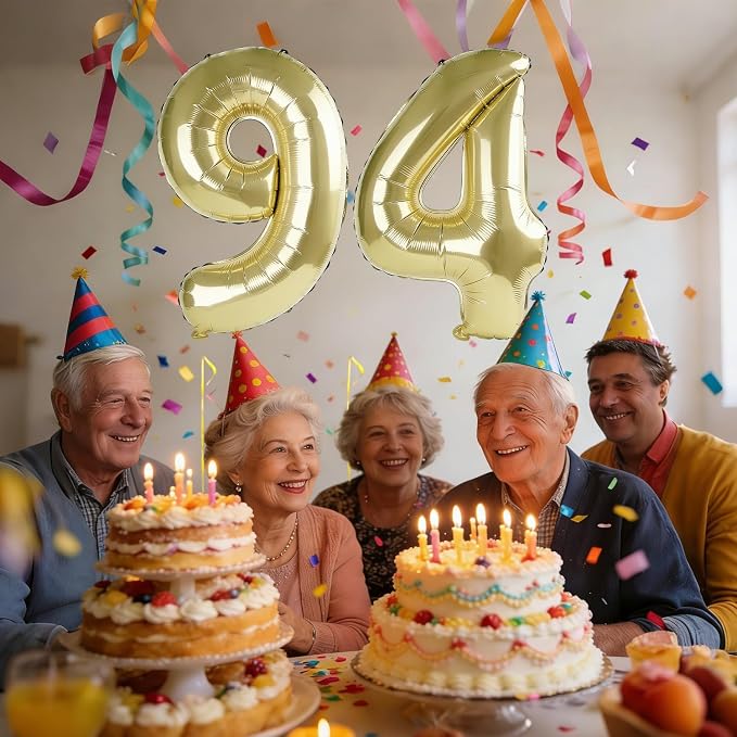 40 Inch Number 94 Balloons for 94th Birthday Party Decorations, 0-100 Champagne - Image 2