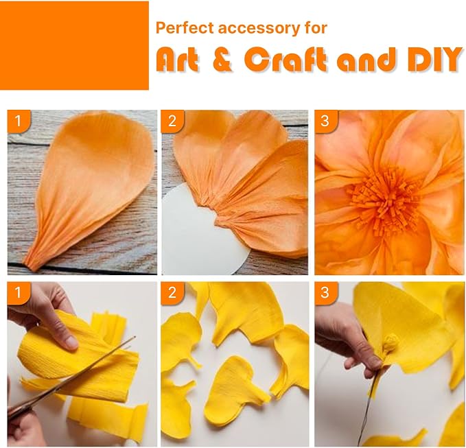 PartyWoo Yellow Pastel Orange Crepe Paper Streamers 6 Rolls 492 FT | Graduation - Image 4