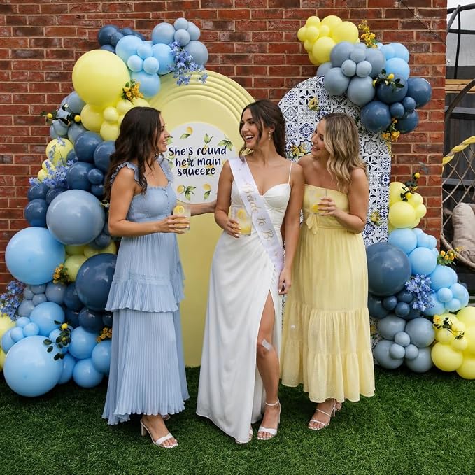 Dusty Blue and Yellow Balloons, 12Inch Slate Pastel Light Blue and Yellow - Image 4