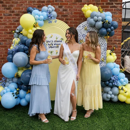 Dusty Blue and Yellow Balloons, 12Inch Slate Pastel Light Blue and Yellow - Image 4