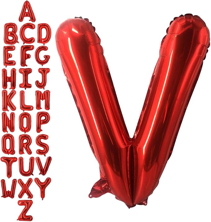 40 Inch Red Letter V Balloons, DIY Phrase Foil Alphabet Letter V Balloons DIY by LHOAVWE