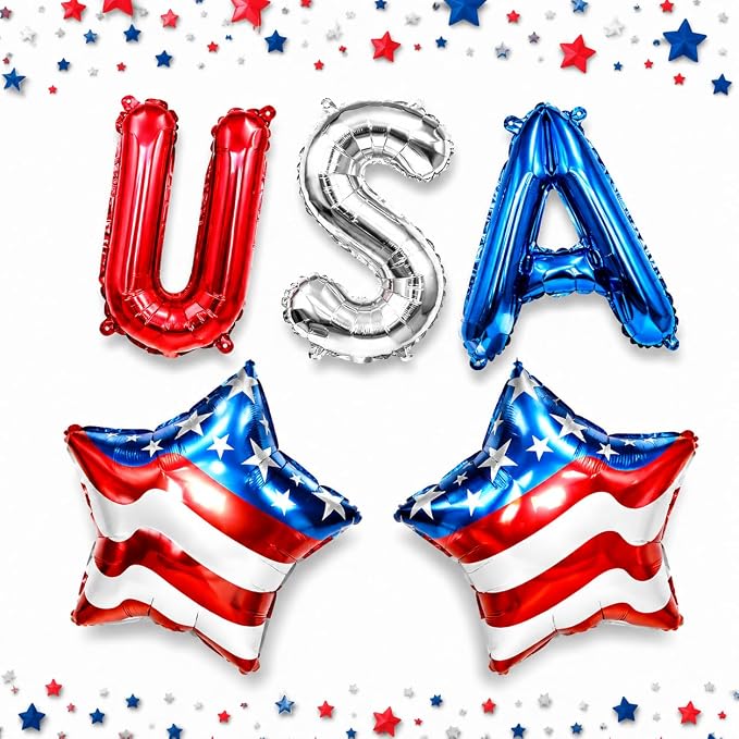 Patriotic USA&Star Balloons 4th of July Independence Day Party Decor | Red by IGMaryBox