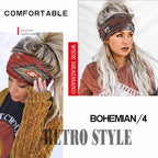 Olbye Wide Boho Headbands Turban Elastic Hairbands Nonslip Floral Bandana Workout Yoga Hair Scarfs Running Sweatband African Bohemian Head Wraps Fashion Hair Accessories for Women (C-Vintage)