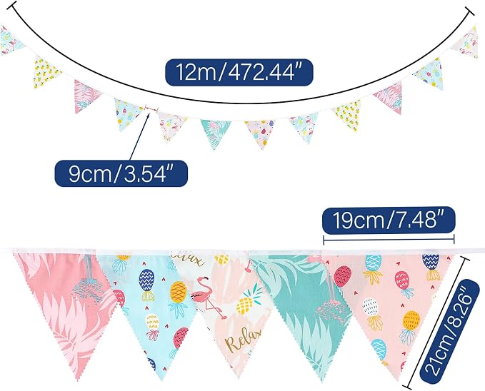 G2PLUS Summer Party Decorations Banner, 39FT Tropical Flamingo Pineapple - Image 2