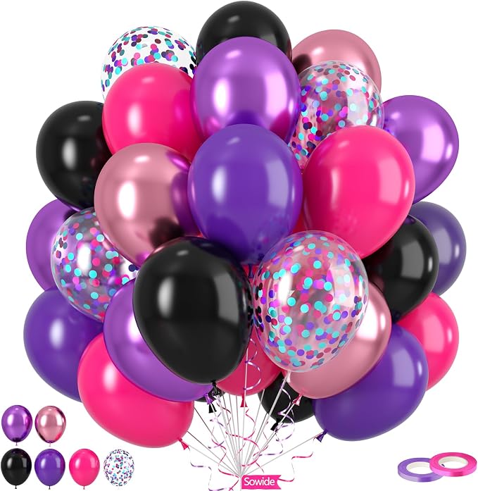 Purple Pink Black Balloons by Sowide