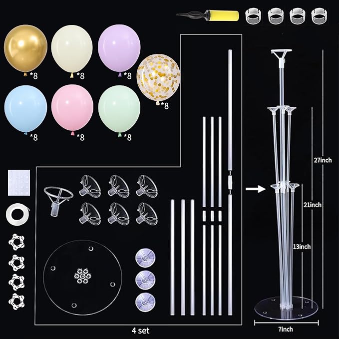Pastel Princess Balloons Table Centerpieces Stand Kit - Image 2