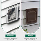NO-PEST VENT MetalGuard, Dual Door Dryer Vent Cover Outdoor 4 Inch, Powder-Coated Heavy Duty Steel, Pest Proof, Rust Resistant, Safe & Efficient Vent Cap (Brown, 4" Steel With Collar)