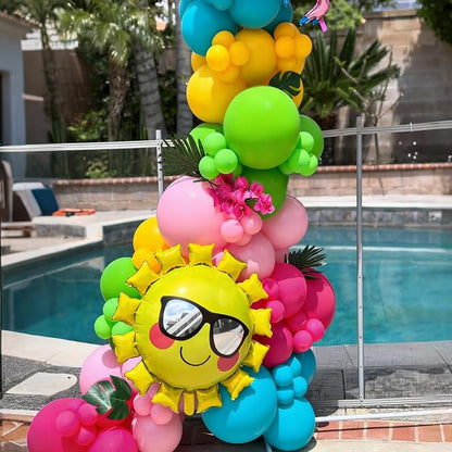 Tropical Balloons Arch Kit, Hawaiian Party Balloons | Hot Pink Orange Teal - Image 7